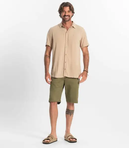 Camisa Masculina Viscolinho Diametro Marrom