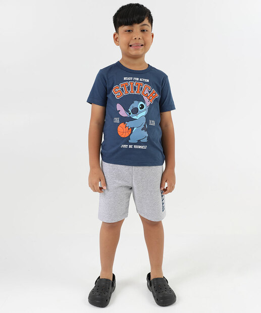 Image_Conjunto Infantil Stitch Manga Curta Tam 4 a 10 Azul