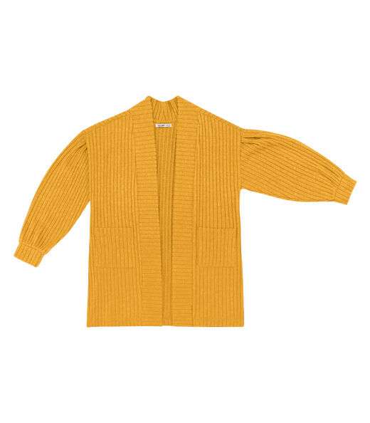 Cardigan Plus Size Em Canelado Tricot Secret Glam Amarelo