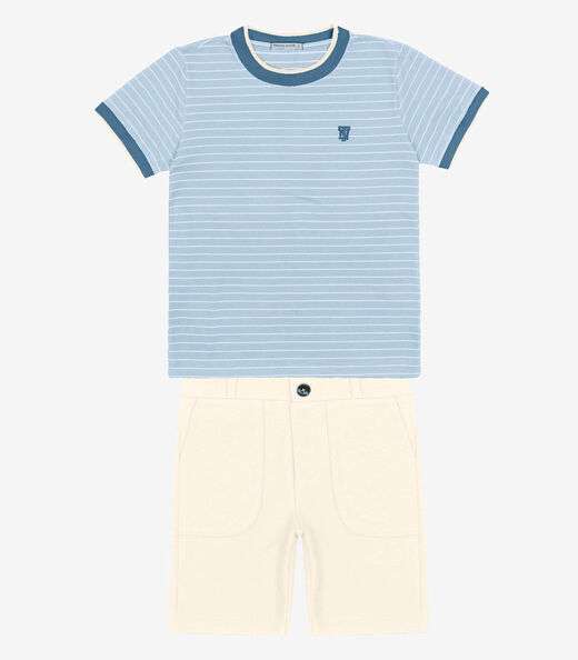 Conjunto Menino Camiseta Com Bermuda Trick Nick Azul