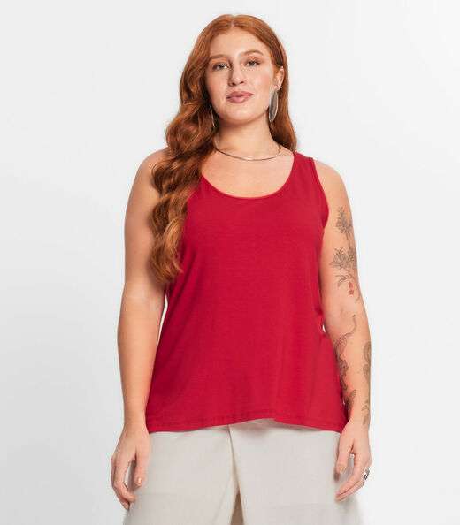 Regata Feminina Plus Size Secret Glam Vermelho