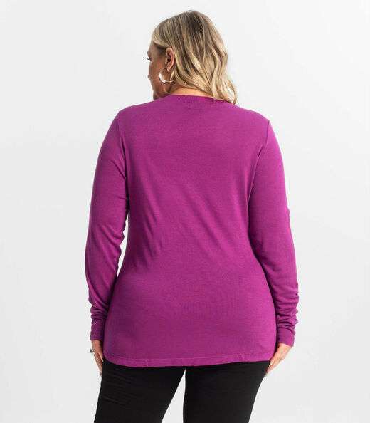 Blusa Manga Longa Visco Tricot Secret Glam Roxo