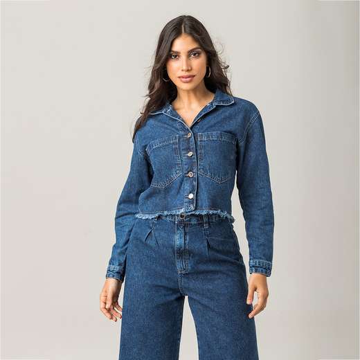 Image_Jaqueta Jeans Cropped Feminina Moderna Zune