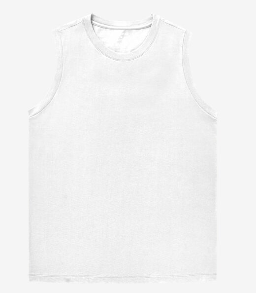 Regata Masculina Básica Meia Malha Diametro Branco