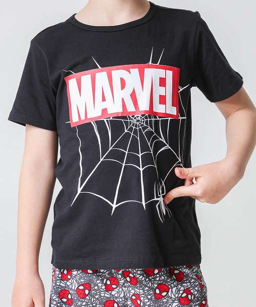 Pijama Infantil Homem Aranha Marvel Tam 4 a 12 Preto