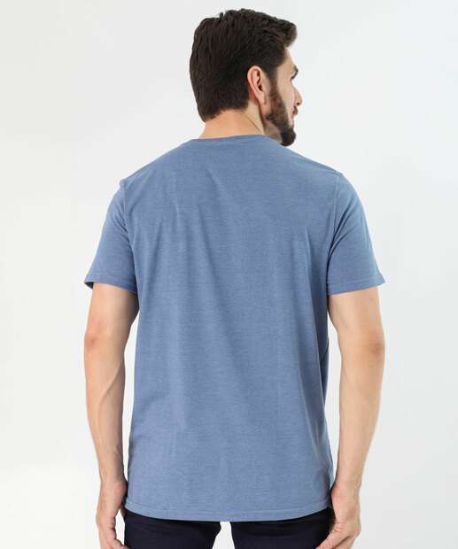 Camiseta Masculina Bolso Manga Curta Marisa Azul