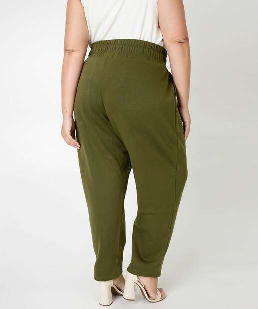 Calça Plus Size Feminina Moletom Flanelado Reta Marisa