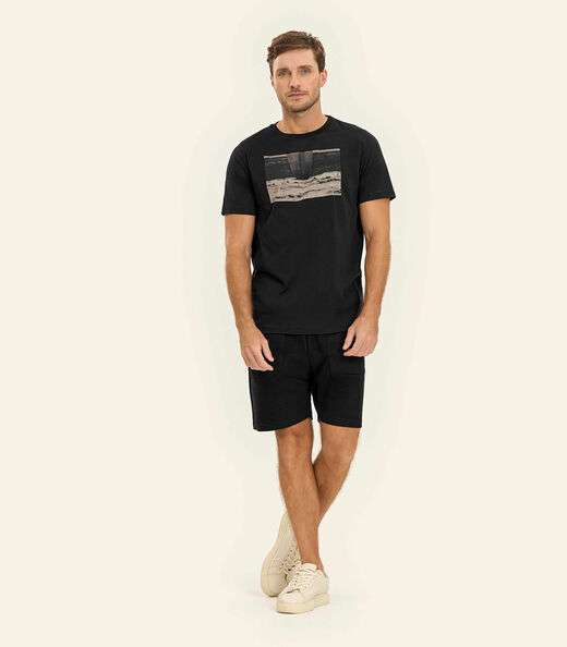 Camiseta Masculina Meia Malha Diametro Preto