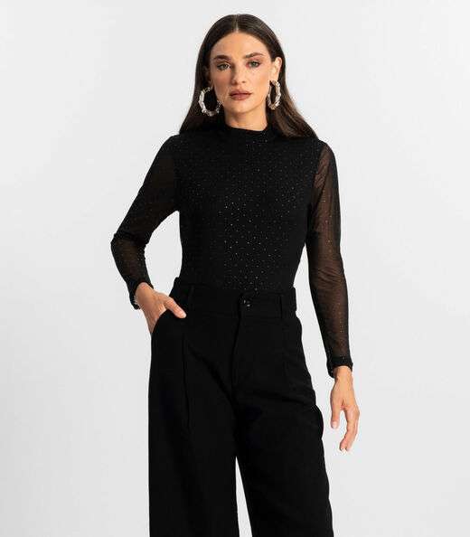 Image_Body Manga Longa de Tule Glitter Endless Preto