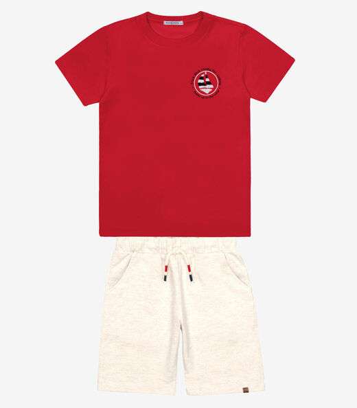 Conjunto Infantil Camiseta Com Bermuda Trick Nick Vermelho