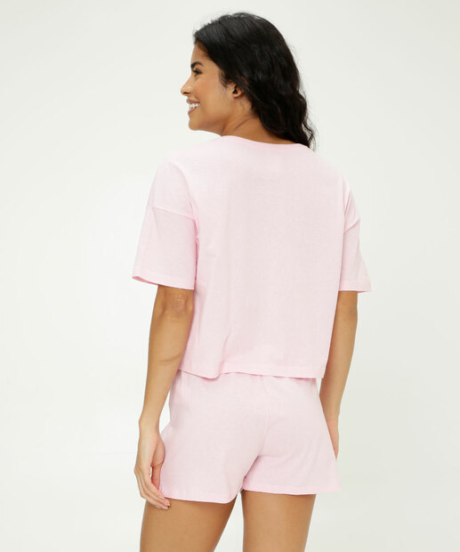 Pijama Feminino Estampa Porco Manga Curta Marisa