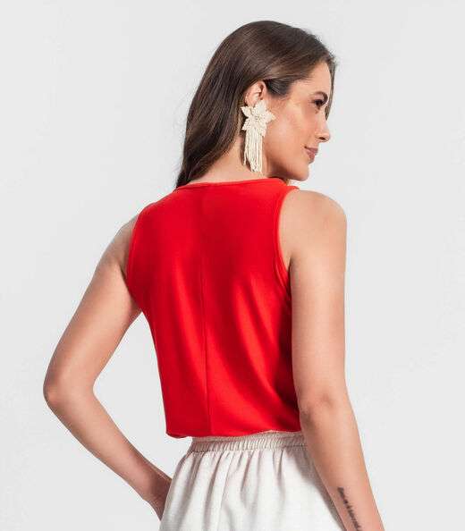 Regata Feminina Com Decote Trabalhado Rovitex Laranja