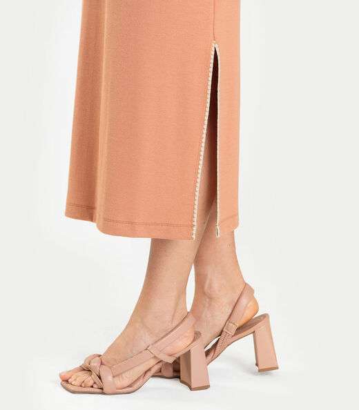 Conjunto Feminino Regata e Saia Dianna Marrom