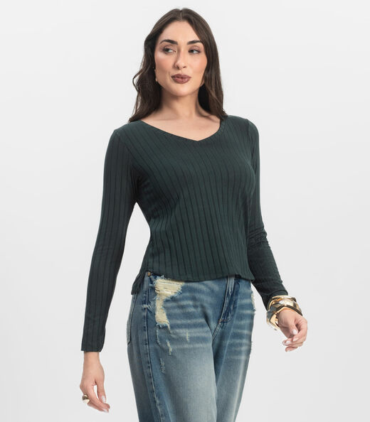 Blusa Manga Longa Infinita Cor Verde