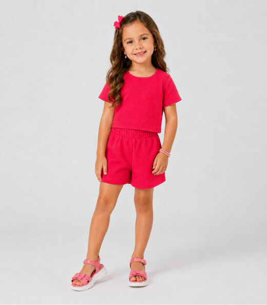 Conjunto Infantil Feminino Blusa e Short Select Rosa