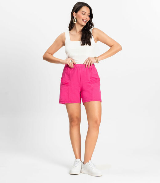 Shorts Feminino Moletinho Infinita Cor Rosa
