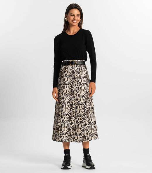 Saia Midi Feminina Rovitex Bege