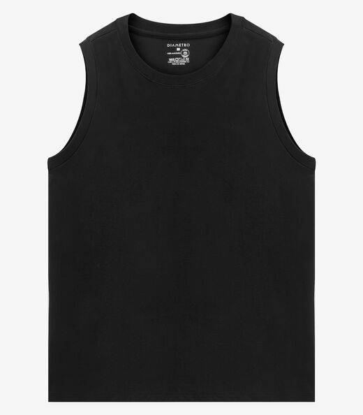 Regata Masculina Básica Meia Malha Diametro Preto