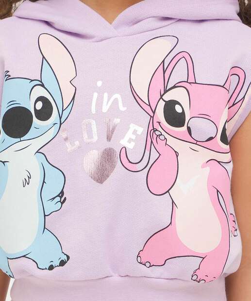 Conjunto Infantil Moletinho Stitch E Angel Disney Tam 4 a 10