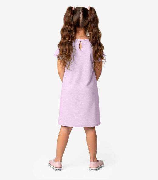Vestido Infantil em Moletinho Maquenetado Select Rosa