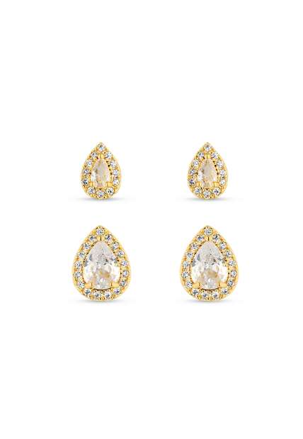 Image_Dupla de Brincos Semijoia Gota Cristal com Zircônias  Banhadas a ouro 18k