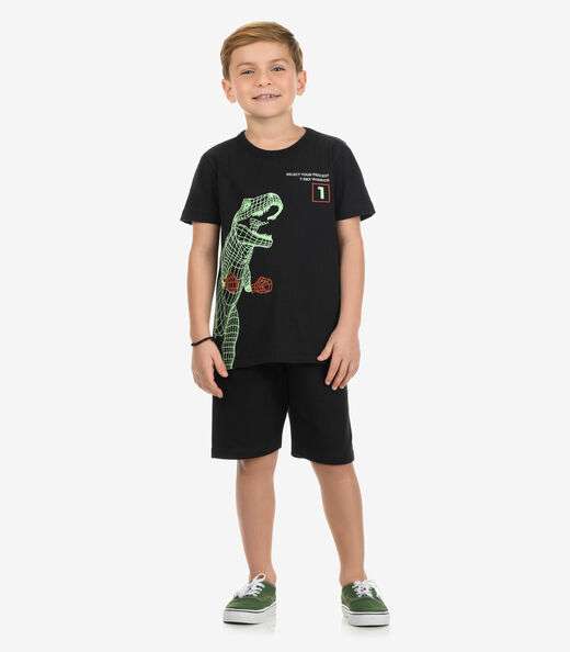 Camiseta Menino Meia Malha Rovi Kids Preto