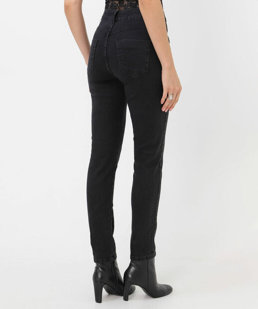 Calça Jeans Skinny Feminina Strass Preto