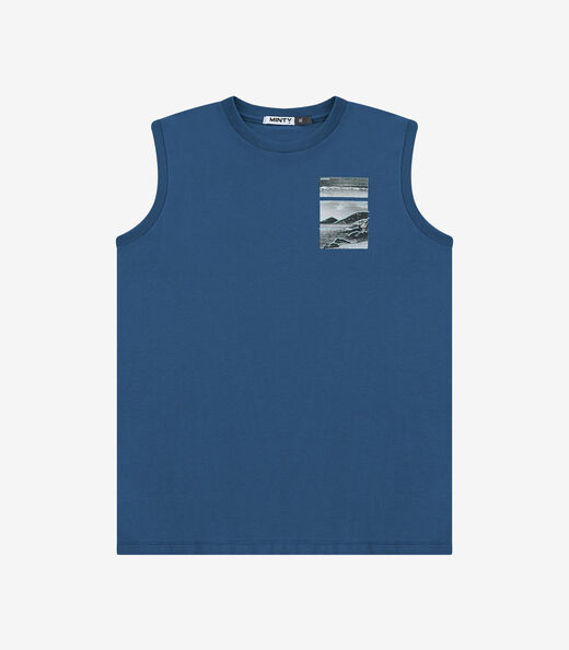 Regata Masculina Meia Malha Com Estampa Minty Azul