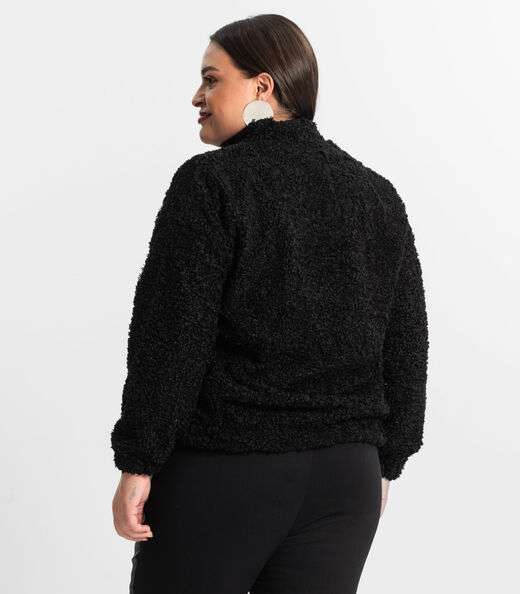 Jaqueta Pelo Alpaca Sintético Secret Glam Preto