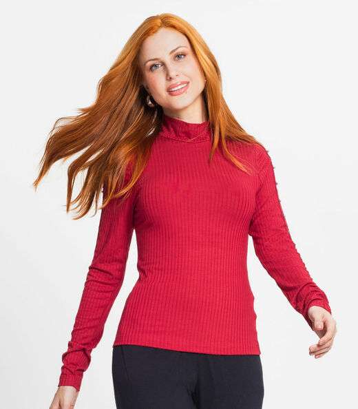 Blusa Feminina Em Ribana Canelada Rovitex Vermelho
