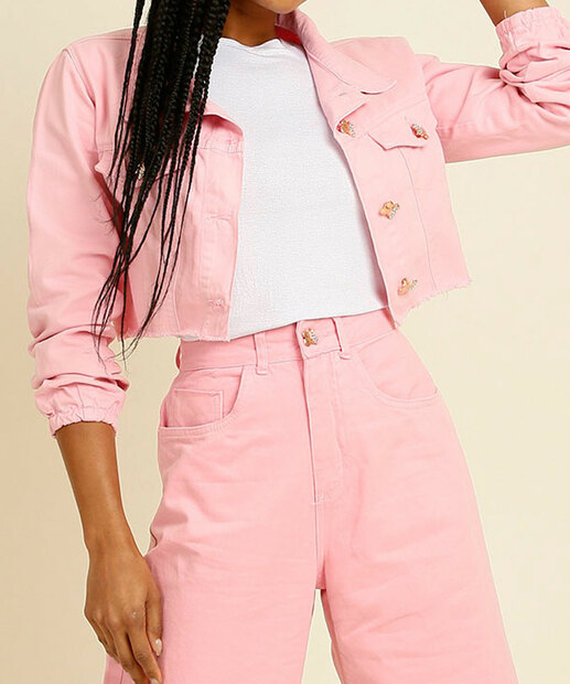 Jaqueta Feminina Cropped Sarja Razon