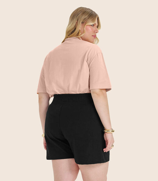 Shorts Plus Size em Piquet Verona Secret Glam Preto