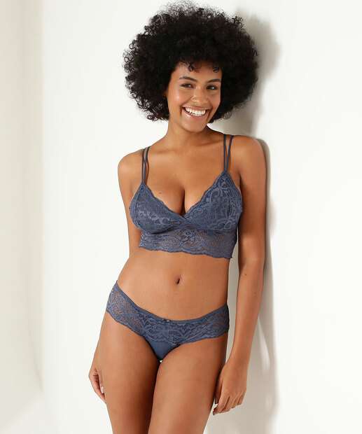 Kit 2 Calcinhas Feminina Tanga Recorte Renda Marisa
