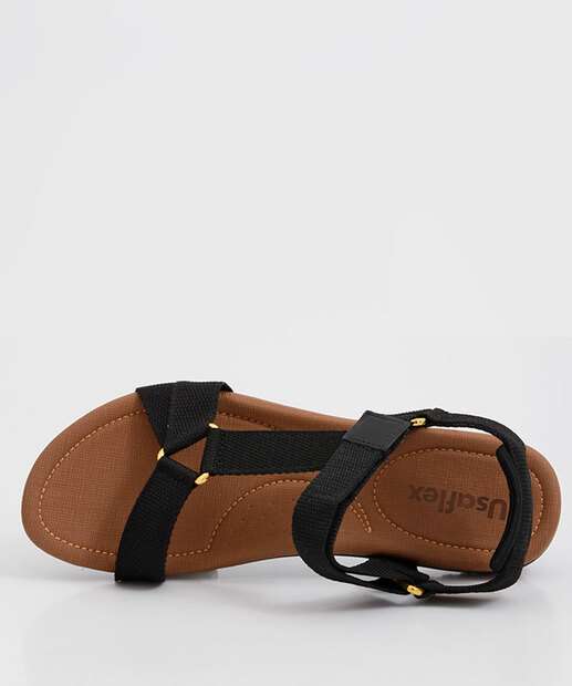 Sandália Feminina Rasteira Tiras Conforto Usaflex