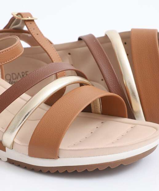 Sandália Feminina Plataforma Recorte Modare Caramelo