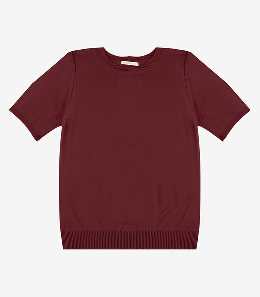 Blusa Feminina Manga Curta Lisa Em Tricot Dianna Vermelho