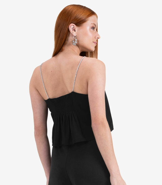 Blusa de Alça Juvenil em Viscose Maquinetada Minty Preto