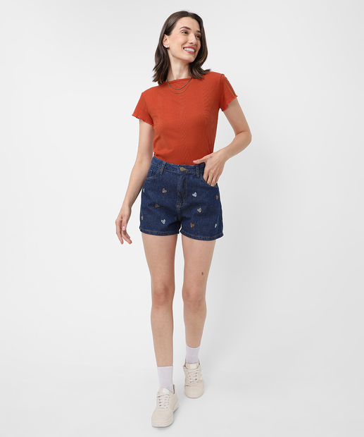 Image_Short Jeans Feminino Bordado Coração Azul