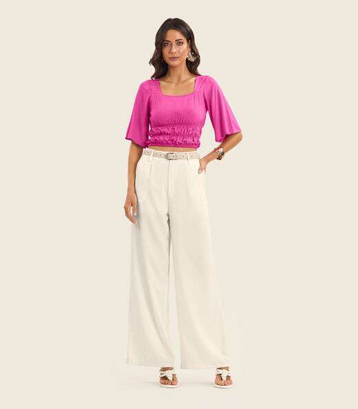 Blusa Cropped Feminina com Manga Ampla Endless Rosa