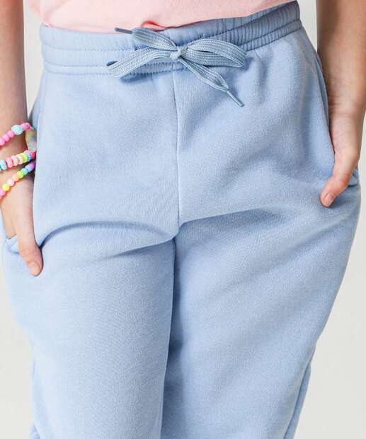 Calça Infantil Moletom Flanelado Marisa Tam 4 a 10 Azul