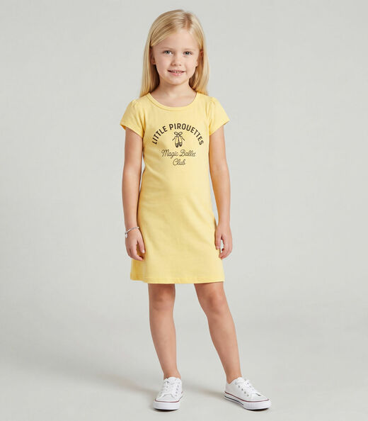 Vestido Infantil Manga Curta Estampado Select Amarelo