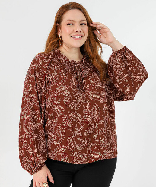 Image_Blusa Feminina Plus Size Manga Longa Marisa Marrom 