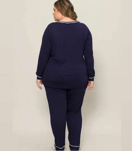 Pijama Feminino Manga Longa Evanilda Azul