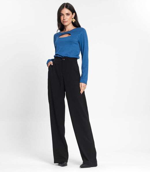 Blusa Manga Longa Feminina Rovitex Azul