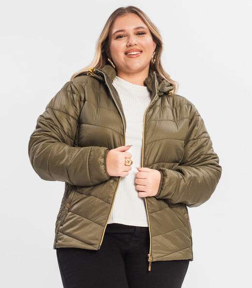 Jaqueta Com Capuz Plus Size Secret Glam Verde