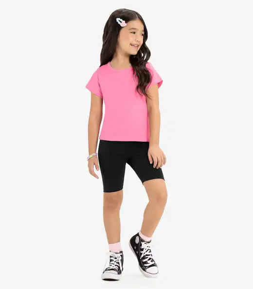 Blusa Básica Infantil Feminina Rovitex Kids Rosa