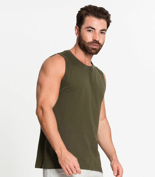 Regata Masculina Básica Meia Malha Diametro Verde