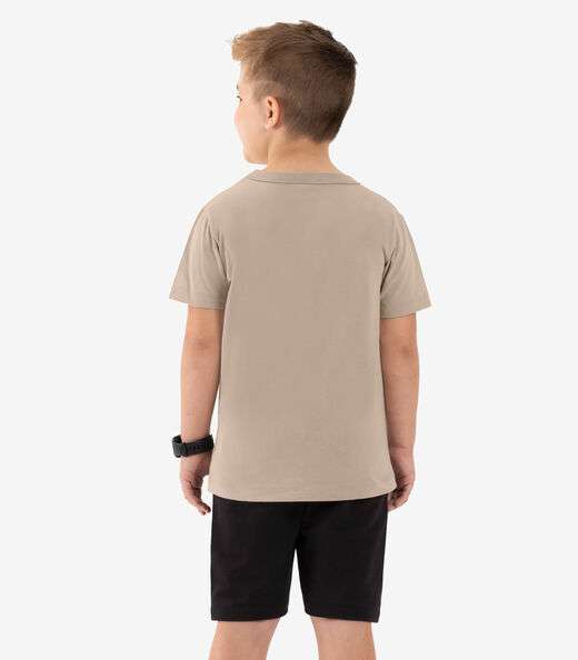 Conjunto Infantil Camiseta Com Bermuda Rovi Kids Marrom