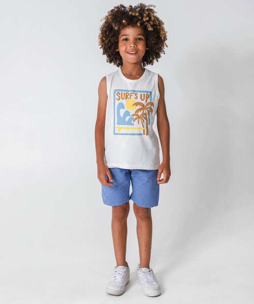 Regata Infantil Estampa Frontal Marisa Tam 4 a 10 Off White