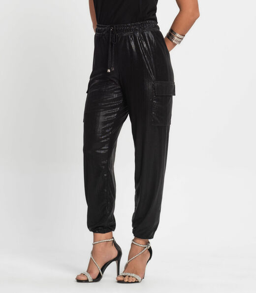 Calça De Malha Plissada Feminina Endless Preto